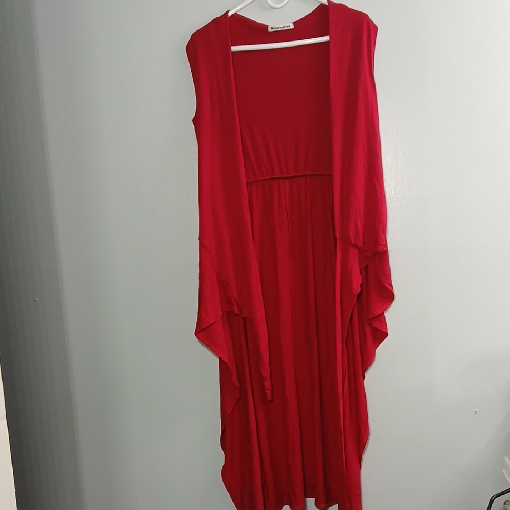 Reformation Red Asymmetrical Draped Dress